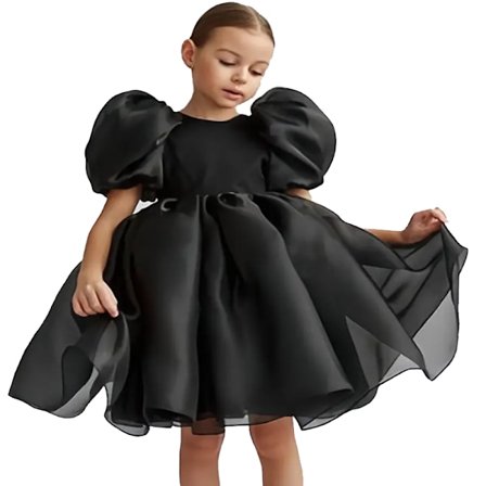 Jenter Puff Erme Tyll Tutu Snurrekjole Babydoll Ballkjole Prinsessekjole