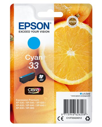 Epson 33 - cyan - original - blekkpatron
