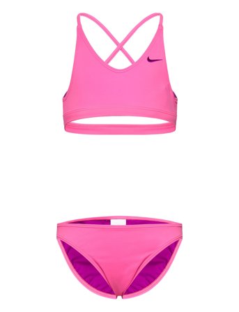 Nike Solid Lace Up Bikini Set Pink NIKE SWIM