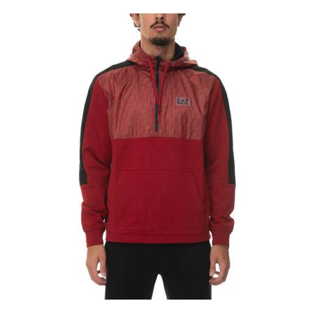 Emporio Armani EA7 Sweatshirt with half zip Rød, Herre Hættetrøjer