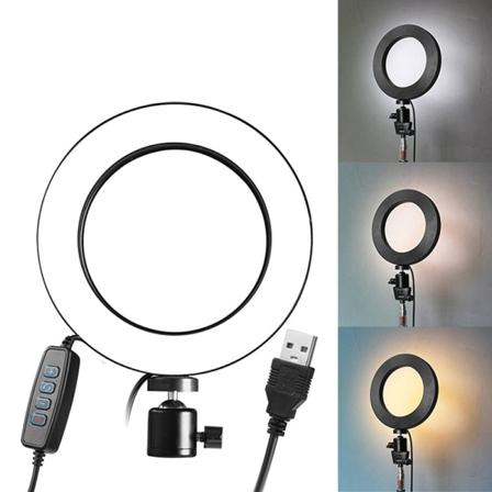 6" LED-rengasvalo Himmennettävä USB 5500K -täyttölamppu Light + Adapter