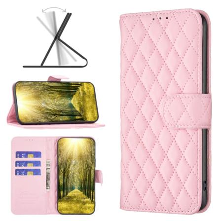 IPHONE 14 -matkapuhelinkotelo timanttinahkaa, vaaleanpunainen