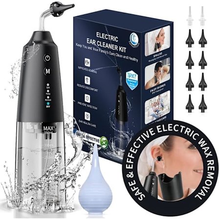 Elektrisk ørevoksfjerner, elektrisk øreirrigationsskyllesystem - Vanddrevne ørerensere med DIY-tryk, sikkert og effektivt ørevoksfjernelsessæt - Vand