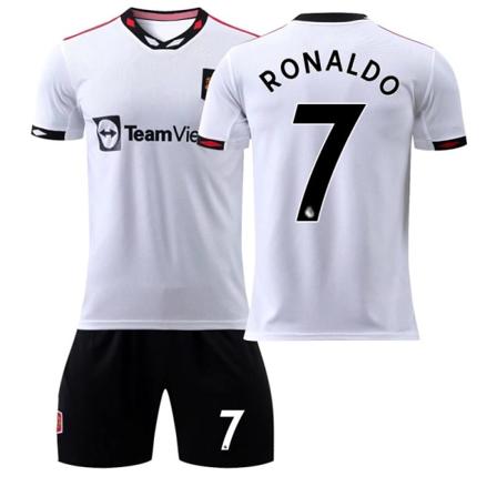 22-23 Red Devils vierasvalkoinen pelipaita nro 7 Ronaldo jalkapalloasu 25 Sancho 10 Rashford lasten puku sukkineen Man L Away No. 7 No Socks S