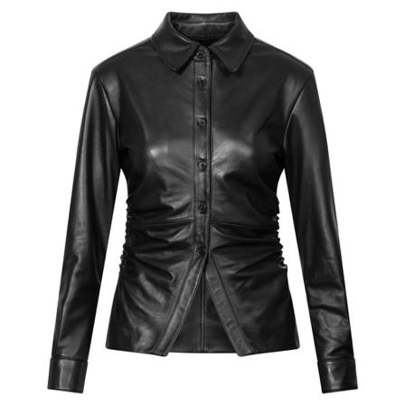 Han Kjøbenhavn Leather Fitted Shirt Sort, Dame Skjorter