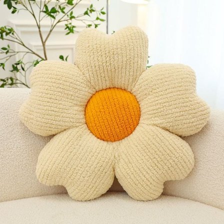 Pink Daisy Pillow Throw Tyyny VALKOINEN