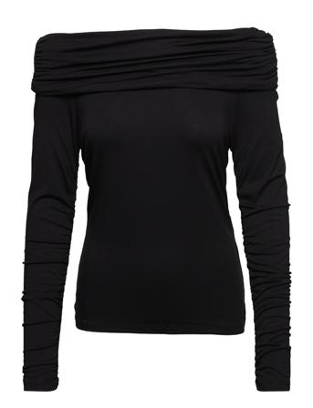 Slhanadi Drape Top Ls Bluse Langærmet Sort Soaked In Luxury