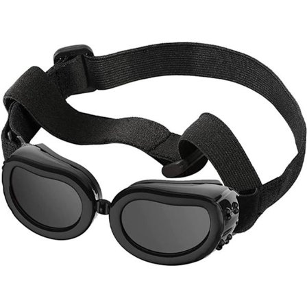 Solbriller til Hund - Sort - UV-bestandig - Hundeglas - Med Justerbar Rem - Briller til Hunde - Til Små og Mellemstore Hunde eller Katte - Vandtæt