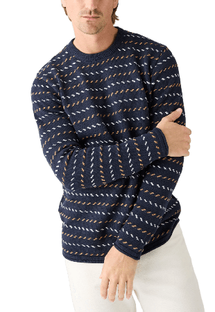 Knowledge Cotton Apparel Jacquard Knit Sweater Tröjor Herr Blå L
