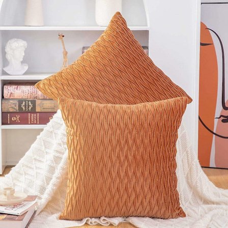 Orange Sammet Dekorativ Kudde Set 45x45cm 2 Delar Lyxig Soffa Sovrum (Utan kuddkärna)