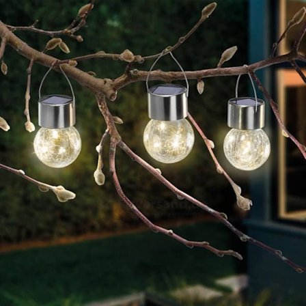 ESOTEC LED solcelle globepære i krakeleret glas - Æske med 3 - Gul - Udendørs