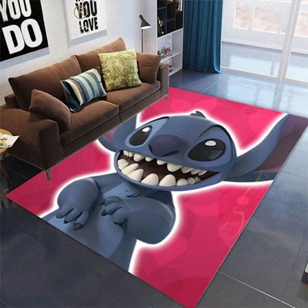 Stitch Disney Tæppe Nyt Anime Trykt Stue Soveværelse Gulvtæppe Kreativ Tegneserie Anti-skrid Børn Kravlemåtte Boligindretning