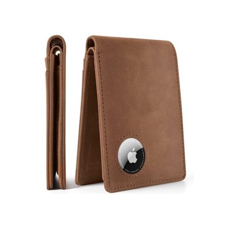 Crazy Häst Läder Dollar Klämma Enkel RFID Män's plånbok med Air Tag Cover