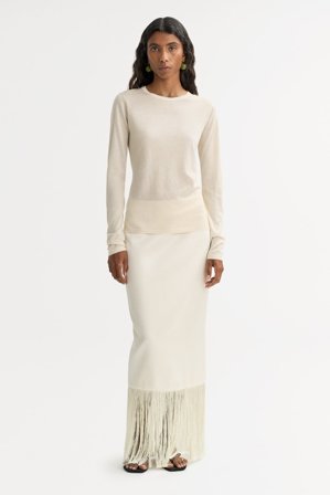 Soft Goat - Featherlight Crewneck - Women cashmere sweater - M - Feather White