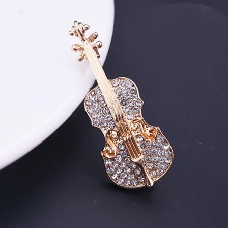 Fashion Violin Rhinestone skinnende broche til kvinder tøj Access
