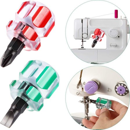 Mini kort skruetrækker værktøjssæt til symaskine inklusive flade spidser til DIY reparationer, 2 stk. med opbevaringspose