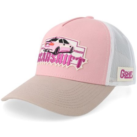 Gearshift - Rosa trucker Keps - Pink Power Gshift Car Light/White/Light Grey A-Frame Trucker @ Hatstore