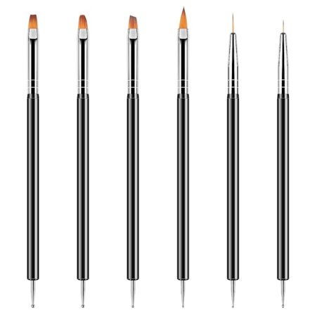 Nail Dotting Tools 6PCS Dubbelsidiga Nagelkonstborstar Kit Nagelkonst Gel Polish Liner Borstar Design Penna För Nagelmålning Och Nagellack Penslar 