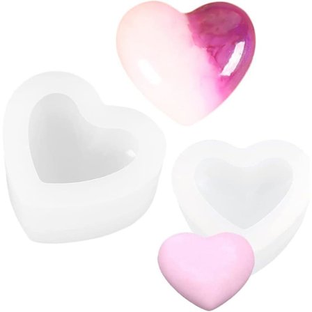 2 stk. 3D kærlighedsform Fleksibel hjerteform Silikoneform Silikoneforme 3D hjerte