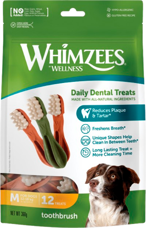 Whimzees - Tannbørste Star Dental M 12 stk - Hund - Hundegodbiter & tyggebein - Dental tyggebein & tanntyggebein - ZOO.no