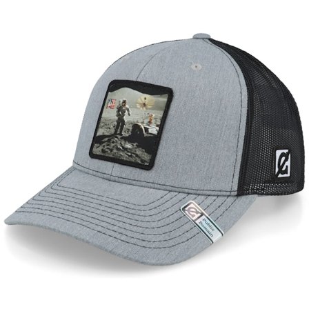 Public Domain - Black - trucker - Cap - Apollo Moon Landing Astronaut Grey/Black Trucker - Hatstore
