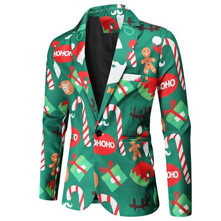 Herre Juleblazer Jakke Xmas Morsom Stygg Casual En-knapps Festdrakt