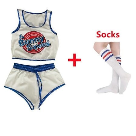 Space Lola Bunny Kanin Cosplay Kostume Kanin Bunny Jam Kostumer Kvinder Piger Halloween Fest Tøj Toppe Shorts Outfit Sæt-WELLNGS