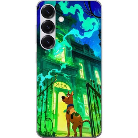 Kompatibelt Mobilskal till Samsung Samsung Galaxy S25 Scooby Doo affisch hemsökt hus tecknad serie mysterium hund retro spöke grön kuslig Halloween