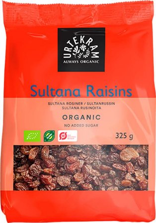 Urtekram Sultana Rosiner Ø 325 g, Helse & Madvarer, Tørret Frugt, Rosiner
