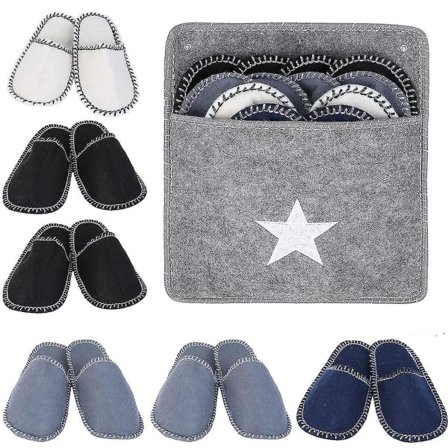 6 par tøfler av fleecefilt, bærbare, vaskbare, engangs, sklisikre tøfler for familie, spa, gjester, hotell, reiser