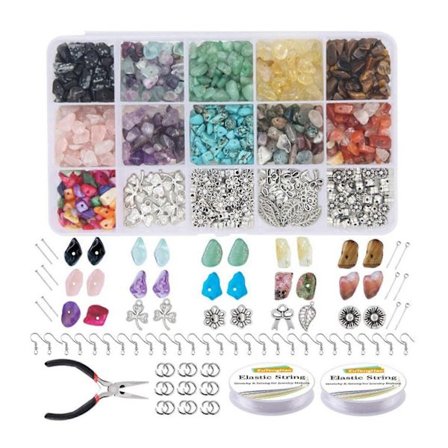 DIY-sæt til at lave krystalsmykker med 15 rum krystalsten perler øreringe kroge elastisk tråd tang tilbehør armbånd halskæde håndværktøj