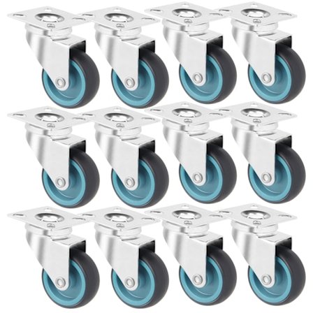 12 kpl Möbelhjul, 50 mm Kääntyvät Kuljetuspyörät, 50 kg Kuorma Per Pyörä