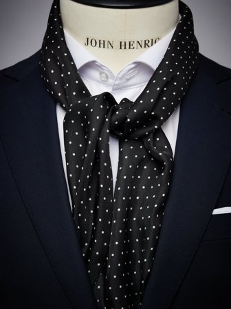 John Henric Men's Black Silk Scarf Dotted Size Onesize