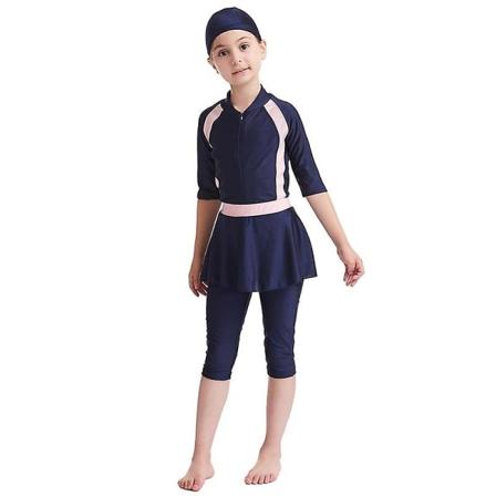 3-15 år jente muslimsk badedrakt islamsk badedrakt Burkini Navy Blu Navy Blue 12-13 Years