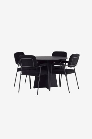 Venture Home - Spisegruppe Bootcut med 4 stk stoler Yesterday - Svart - Spisegruppe 4 personer - Fra Homeroom