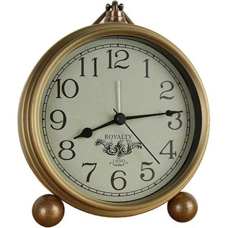 Gyllen Bordklokke, Retro Vintage Ikke-Tikkende Bordvekkerklokke Batteridrevet Stille Kvartsbevegelse HD Glass for Soverom Stue db Arabisk