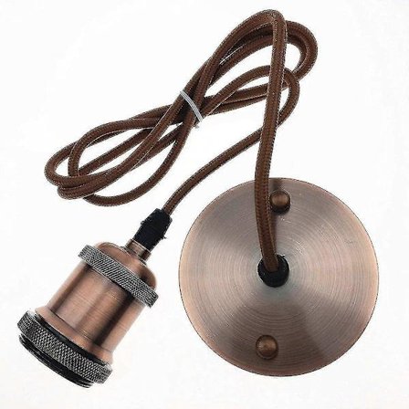 Hengende lampe Vintage Modern Industriell Stil E27 Lampeholder Sokkel Med 1,2m Flettet Rund Kabel-messing (rødbrunt) [energi klasse A+++] (shikai)-In 