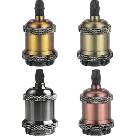 Vintage E27 lampefatning, Edison retro pendellampe, Solid keramisk adapter, 4 stk. blandet fatning