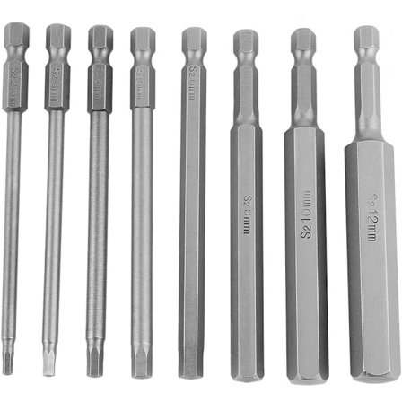 8 stk. 100 mm lange Hex Bits 1/4" Magnetisk Hex Driver Bit Sæt 2.5-12m