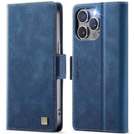 Etui til iPhone 12 Pro Max 6,7 tommer AUTSPACE A11 RFID-blokerende retro læder mobiltelefonpung cover