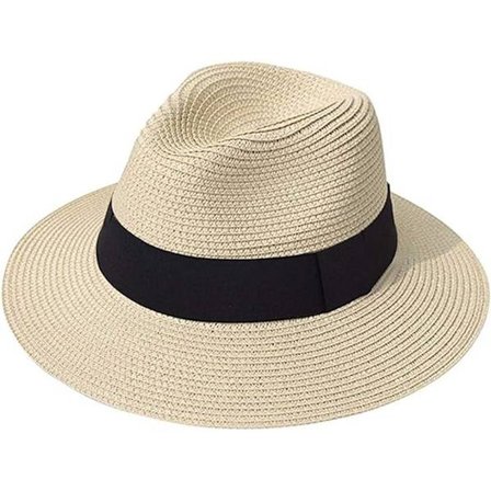 Dame og Herre Halmhat Panama Hat Sommer Bredbremmet Solhat Anti-UV