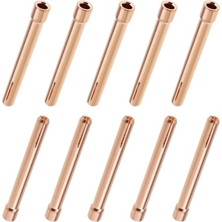 10st 10N24 3/32" 2.4mm Volframelektrodhylsor för WP17 WP18 WP26 Serien Röd Koppar TIG Svetsbrännare Tillbehör