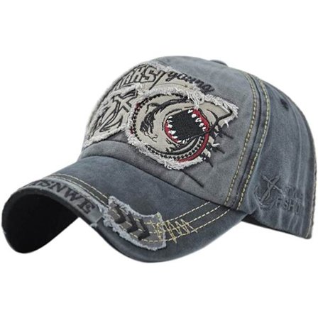 Herre Baseball Cap Vintage Broderi Hajer Vasket Denim Truck Cap til Kvinder Bomuld Solhat Justerbar Størrelse