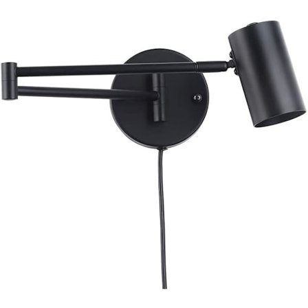 LED Vägglampa med Justerbar Svängarm och Kabel med Uttag och Strömbrytare E27 Läslampa för Vardagsrum, Sovrum, Sängbord Svart