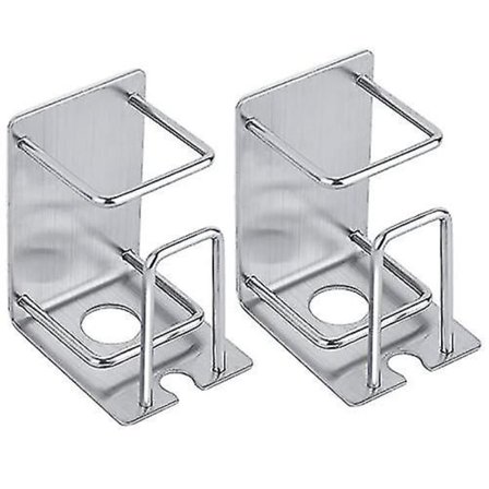 2-pakks tannbørsteveggfeste med lim, rustfritt stål, koppholder til baderom