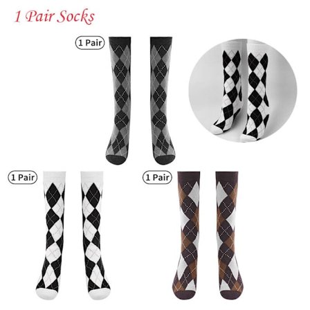 Men Women Plaid Stretchy Stocking Elastic Breathable Calf Socks Winter Warmer