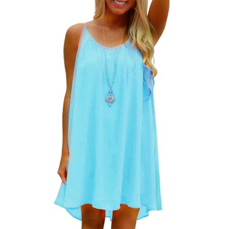 Sommerkjole for kvinner ermeløs Casual Swing Beach Sundress