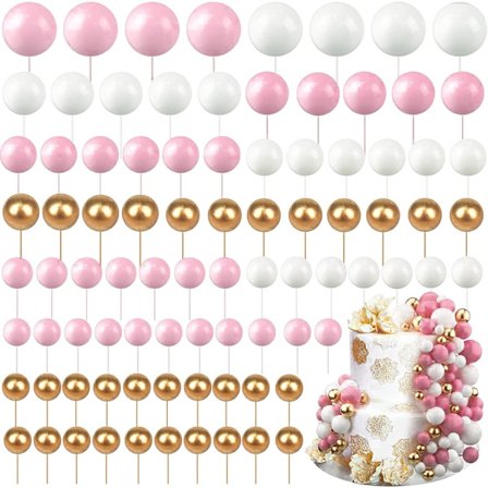(Hvid + Guld + Pink) Bold Topper, 108 Mini Kage Toppere, Kage Dekoration Bold Kop Kage Topper, DIY Indsæt Kage Topper til Dessert Kage Dekoration,