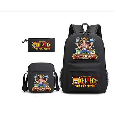 3 st/set One Piece Ryggsäck Anime Barn Skolväska 18 Tum