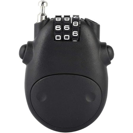 (Svart) Kombinasjonshengelås med 3-sifret kombinasjonskabellås, utvidbar kabel, ku-form, barnevognveske tilpasset sikkerhetslås